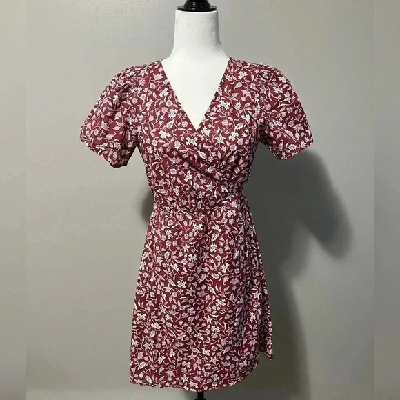 Madewell Flutter Sleeve Wrap Mini Dress Batik Vines - Picture 3 of 11